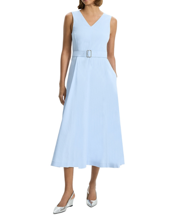 Theory Sleeveless Belted Midi Dress MSRP $445