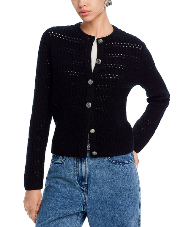 C  Cashmere Crochet Cardigan MSRP $198