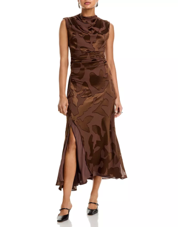 SIMKHAI Burke Draped Midi Dress MSRP $845