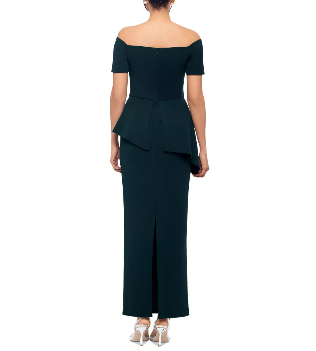 Betsy & Adam Off-The-Shoulder Embellished Draped Gown MSRP $269
