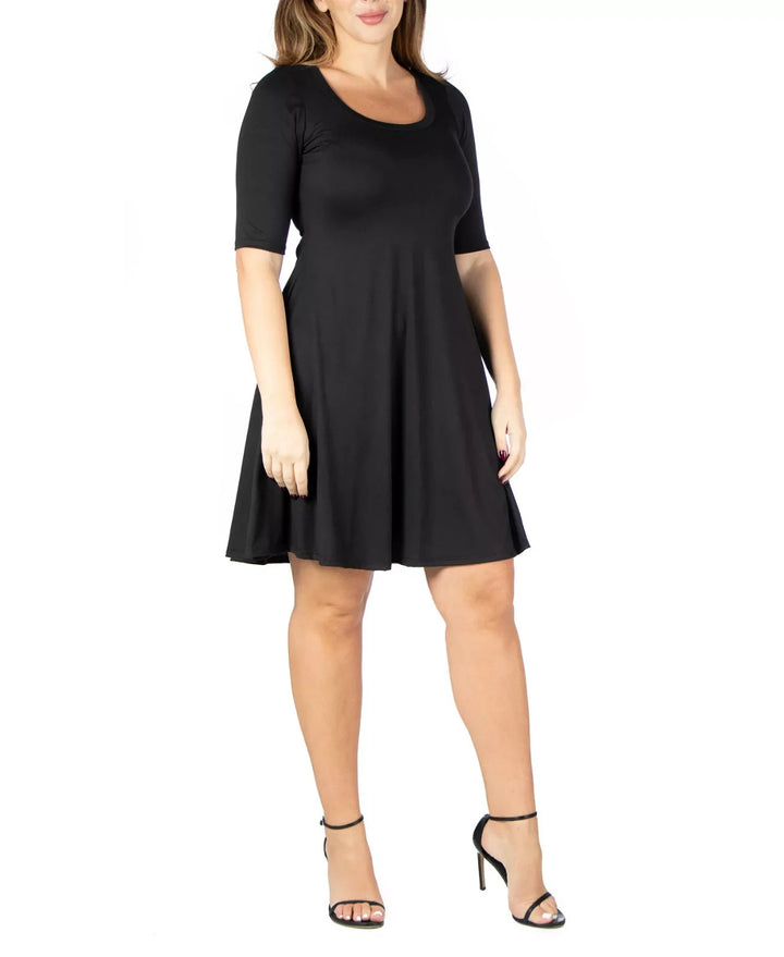 24seven Comfort Apparel Plus Size Knee Length Dress MSRP $58.99