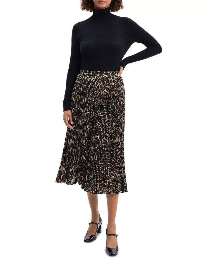 Theory Leopard Pleated Midi Skirt MSRP $395
