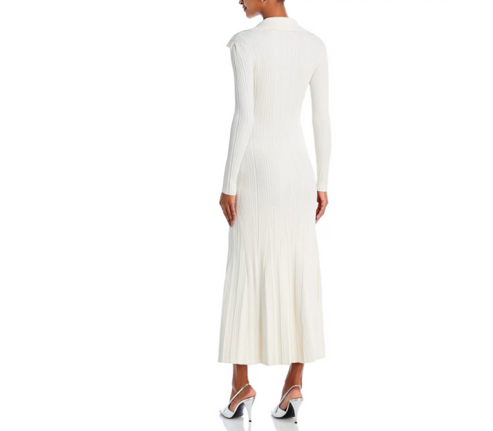 Self-Portrait Collared Knit Midi Dress MSRP $555