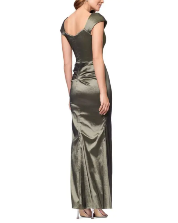 AQUA Asymmetric Cap Sleeve Gown MSRP $278