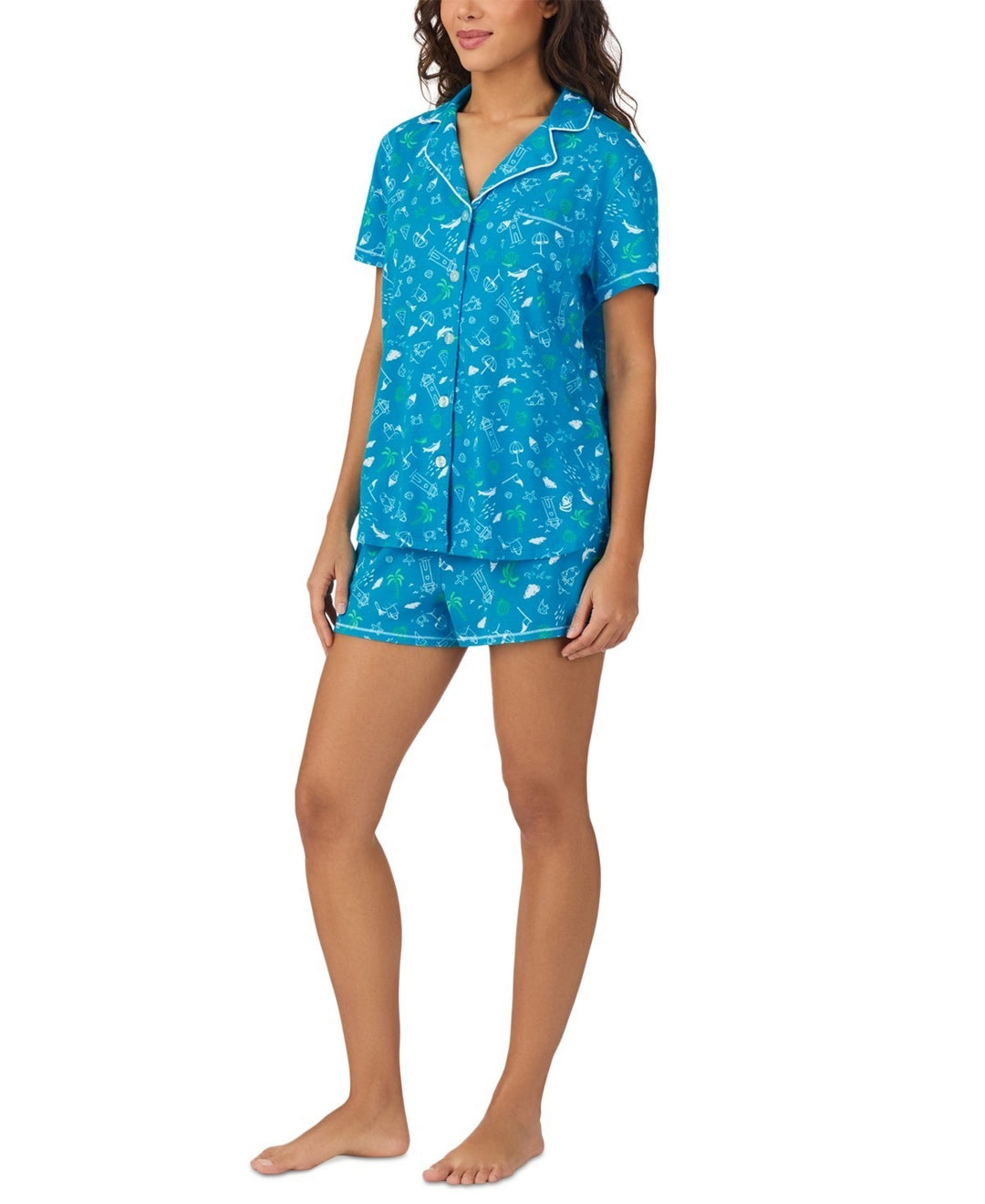 Cuddl Duds Women's Printed Short-Sleeve Boxer Pajama Set MSRP $58