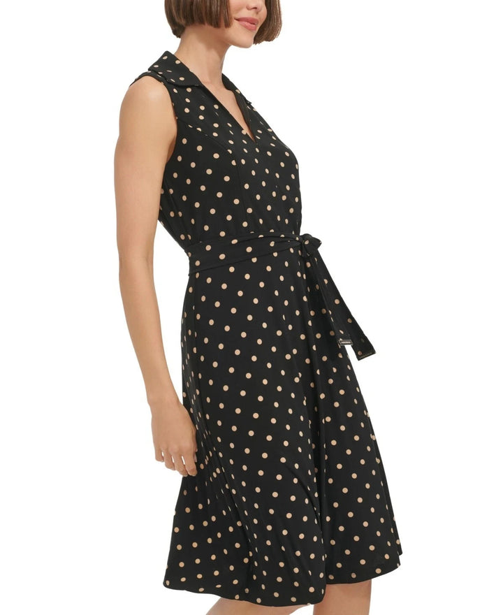Tommy Hilfiger Women's Polka Dot Jersey Collared Dress MSRP $134