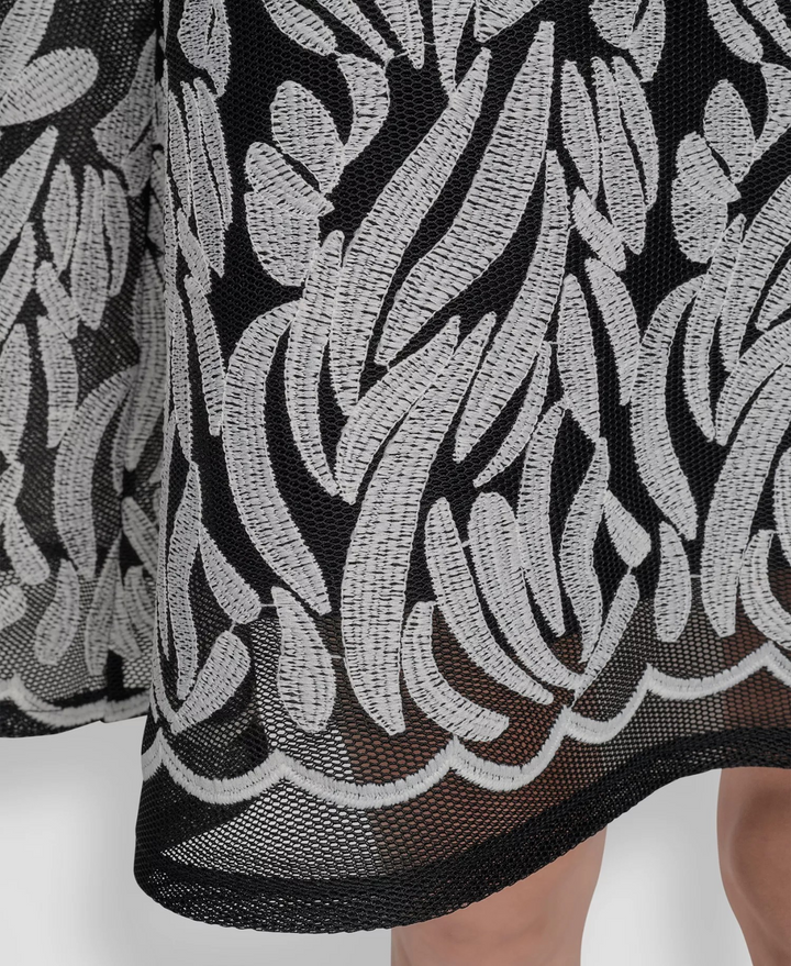 DKNY Women's Embroidered Mesh Sleeveless Fit & Flare Dress MSRP $159