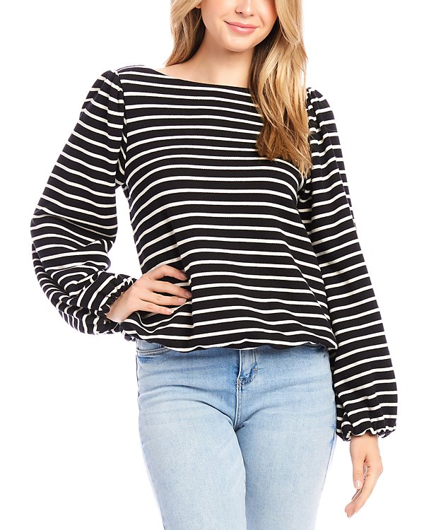 Karen Kane Stripe Boat Neck Top MSRP $88