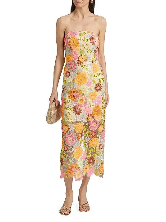 MILLY Kait Sequined Strapless Dress MSRP $695