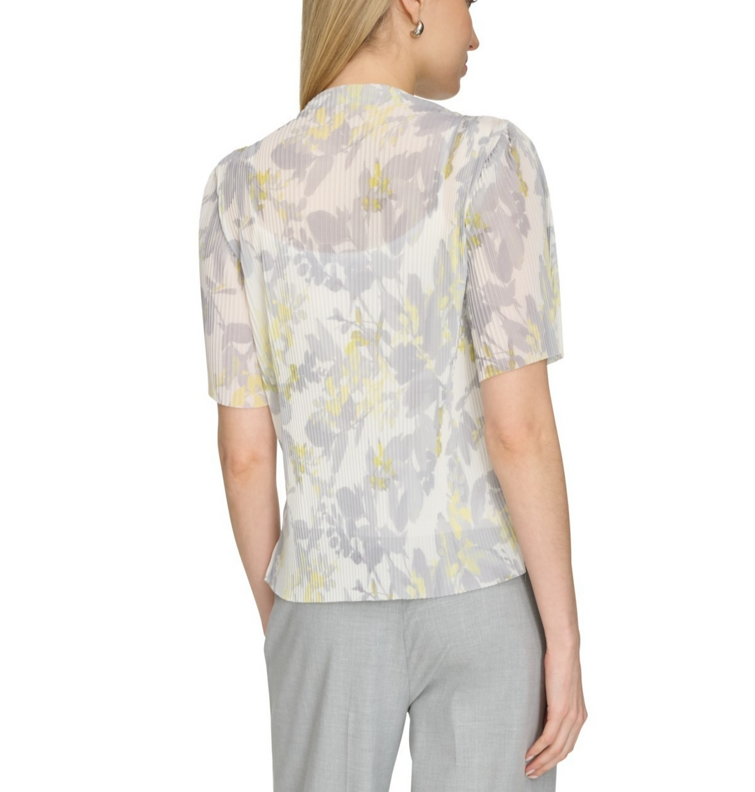 Calvin Klein Women's Short-Sleeve Printed Mesh Top MSRP $79