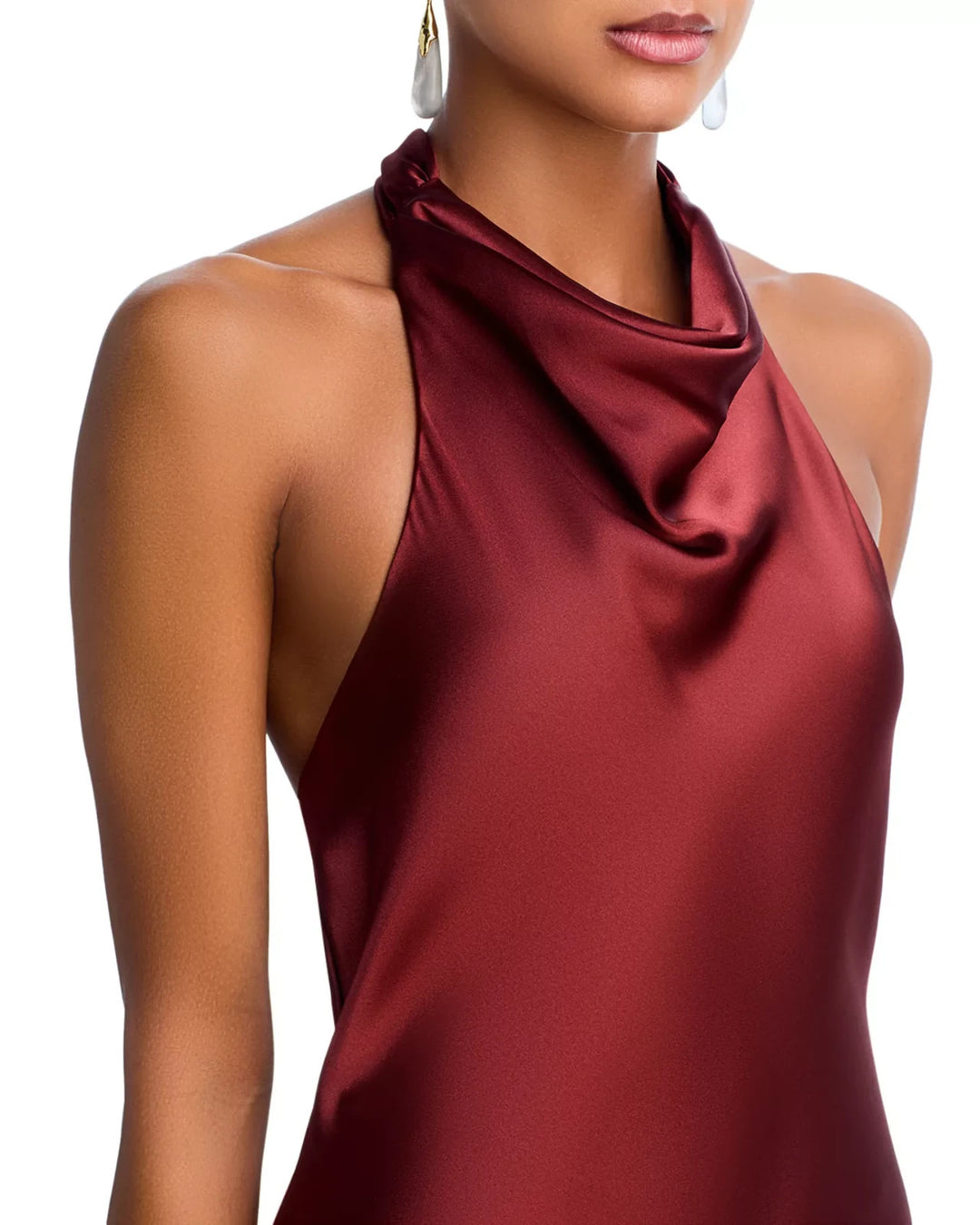 AQUA Charmeuse Halter Neck Long Dress MSRP $228