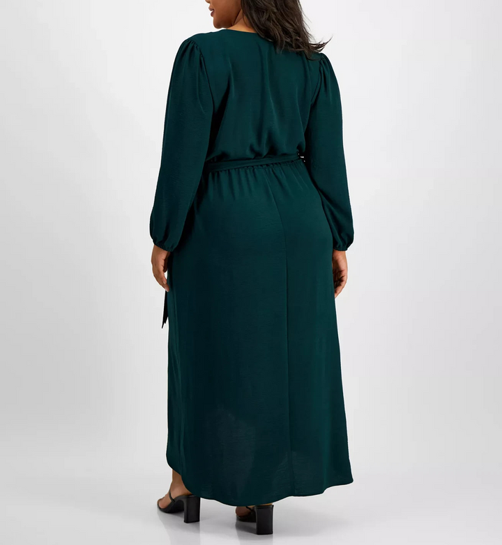 Connected Plus Size Tie-Front Wrap Maxi Dress MSRP $89