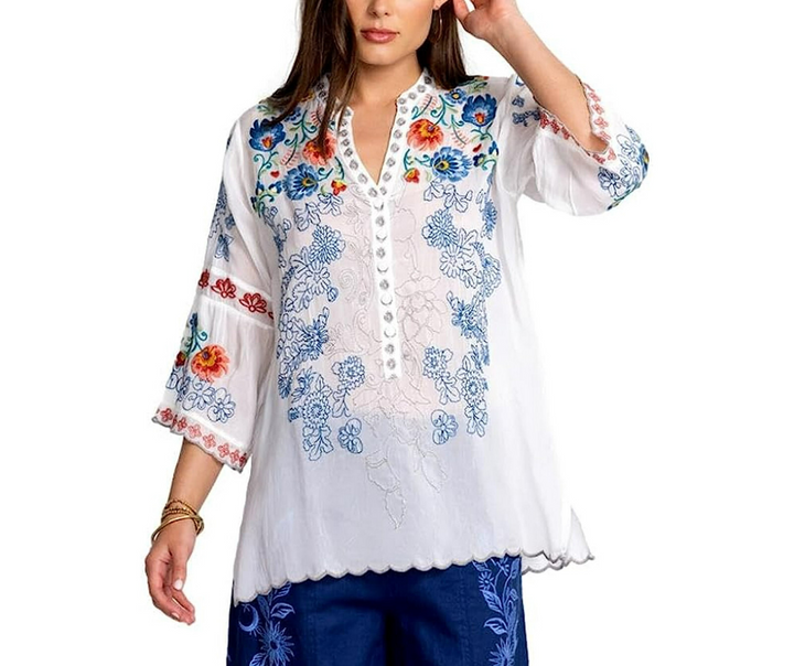 Johnny Was Maverick Embroidered Tunic MSRP $318