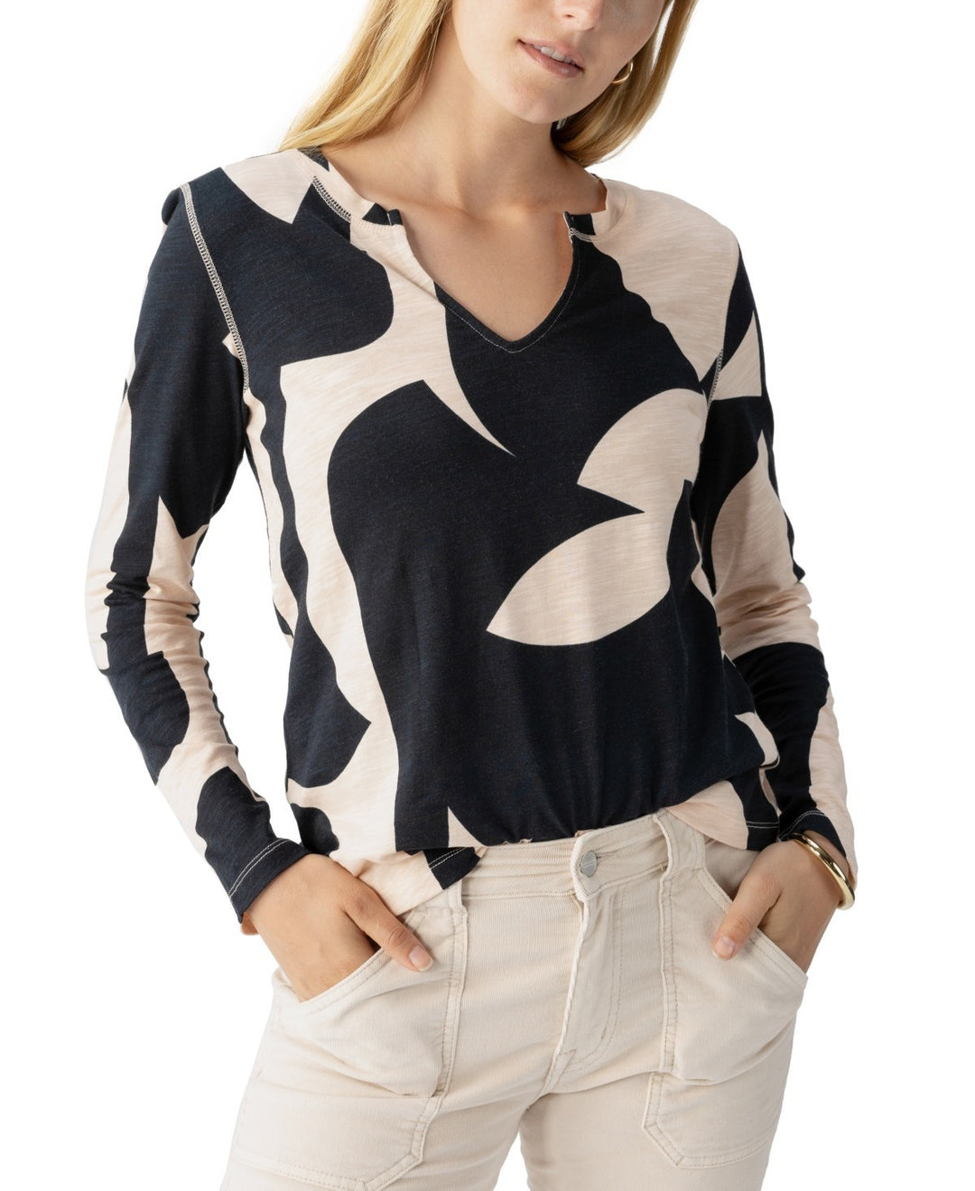 Sanctuary Printed Long-Sleeve T-Shirt MSRP $110