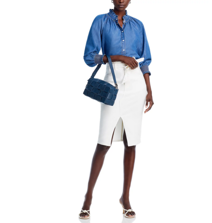 Veronica Beard Nazia Belted Denim Pencil Skirt MSRP $268