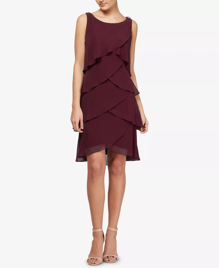 SL Fashions Tiered Chiffon Dress MSRP $99