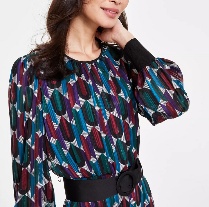 KARL LAGERFELD PARIS Women's Geo-Print A-Line Dress MSRP $148