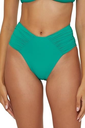 Becca Ruched High-Waist Bikini Bottoms MSRP $68
