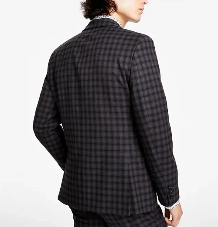 Bar III Men's Slim-Fit Check Suit Jacket MSRP $425