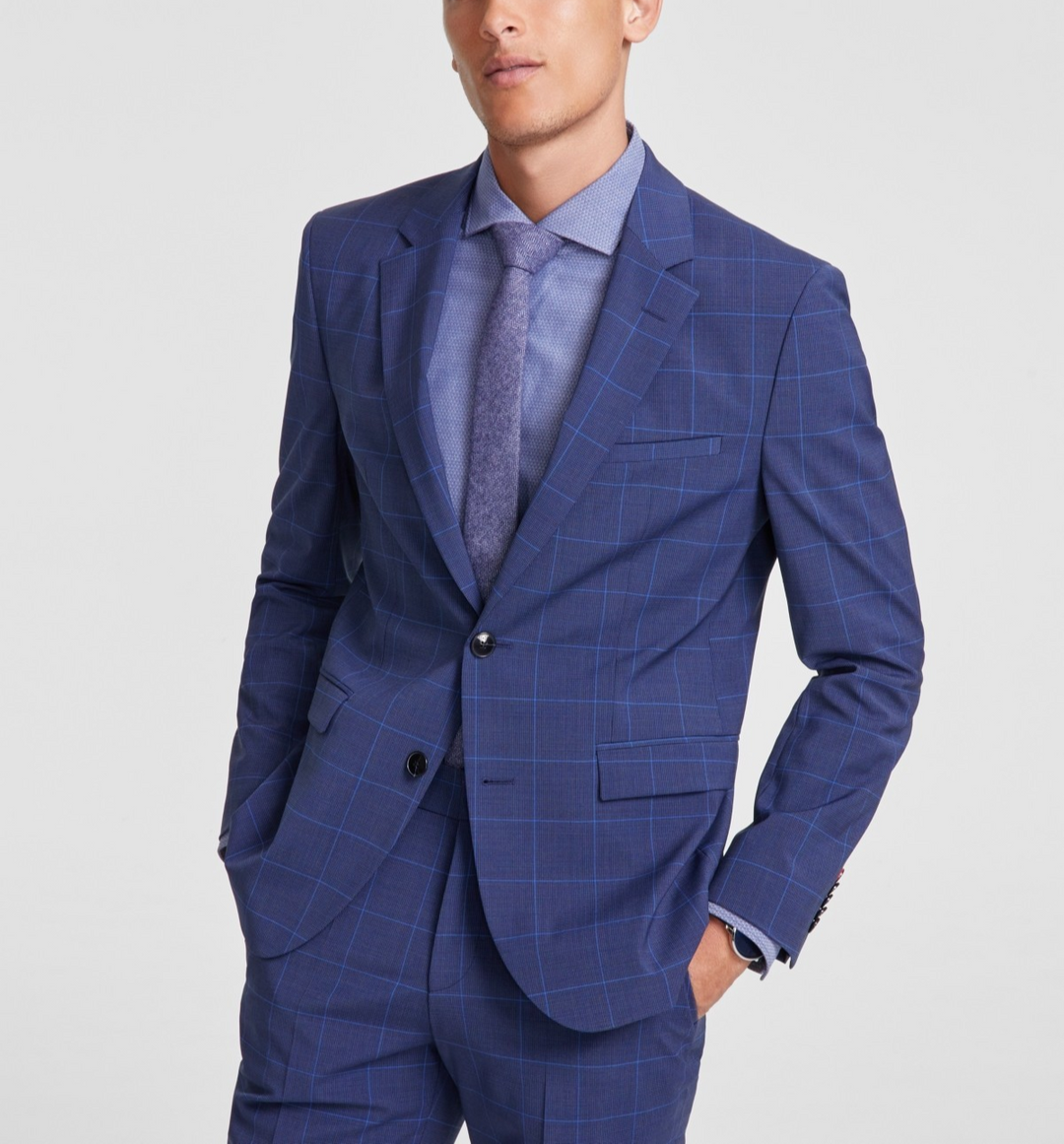 HUGO by Hugo Boss Modern-Fit Windowpane Check Suit Jacket MSRP $445