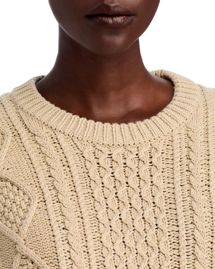 Denimist Cropped Cable Crewneck Sweater MSRP $395