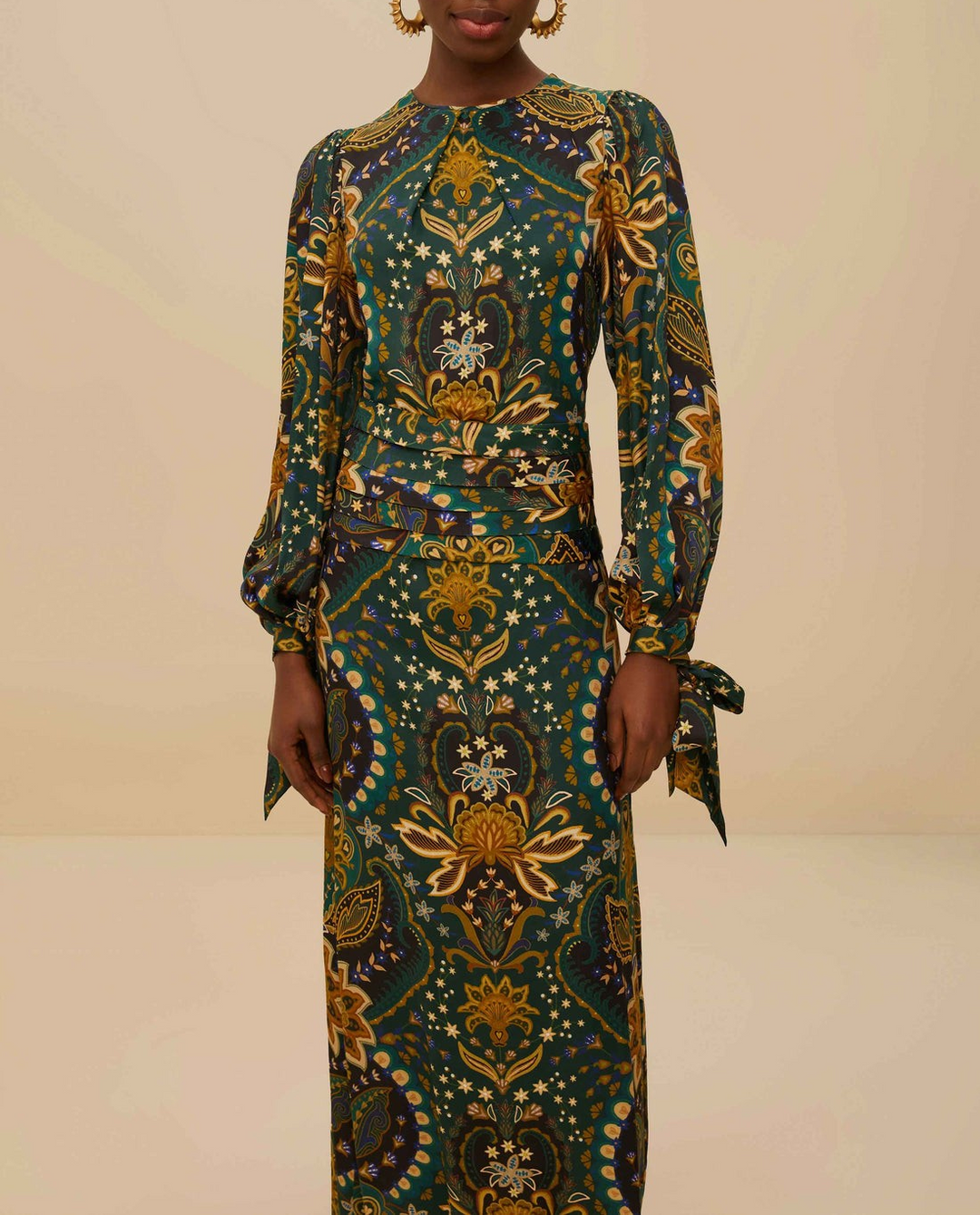 Farm Rio Jaipur Lenzing Ecovero Viscose Maxi Dress MSRP $270