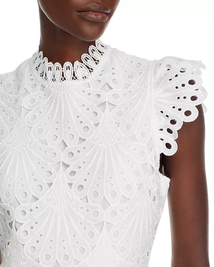 AQUA Mock Neck Lace Shift Dress MSRP $118