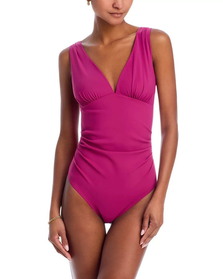 Chiara Boni La Petite Robe V Neck One Piece Swimsuit MSRP $395