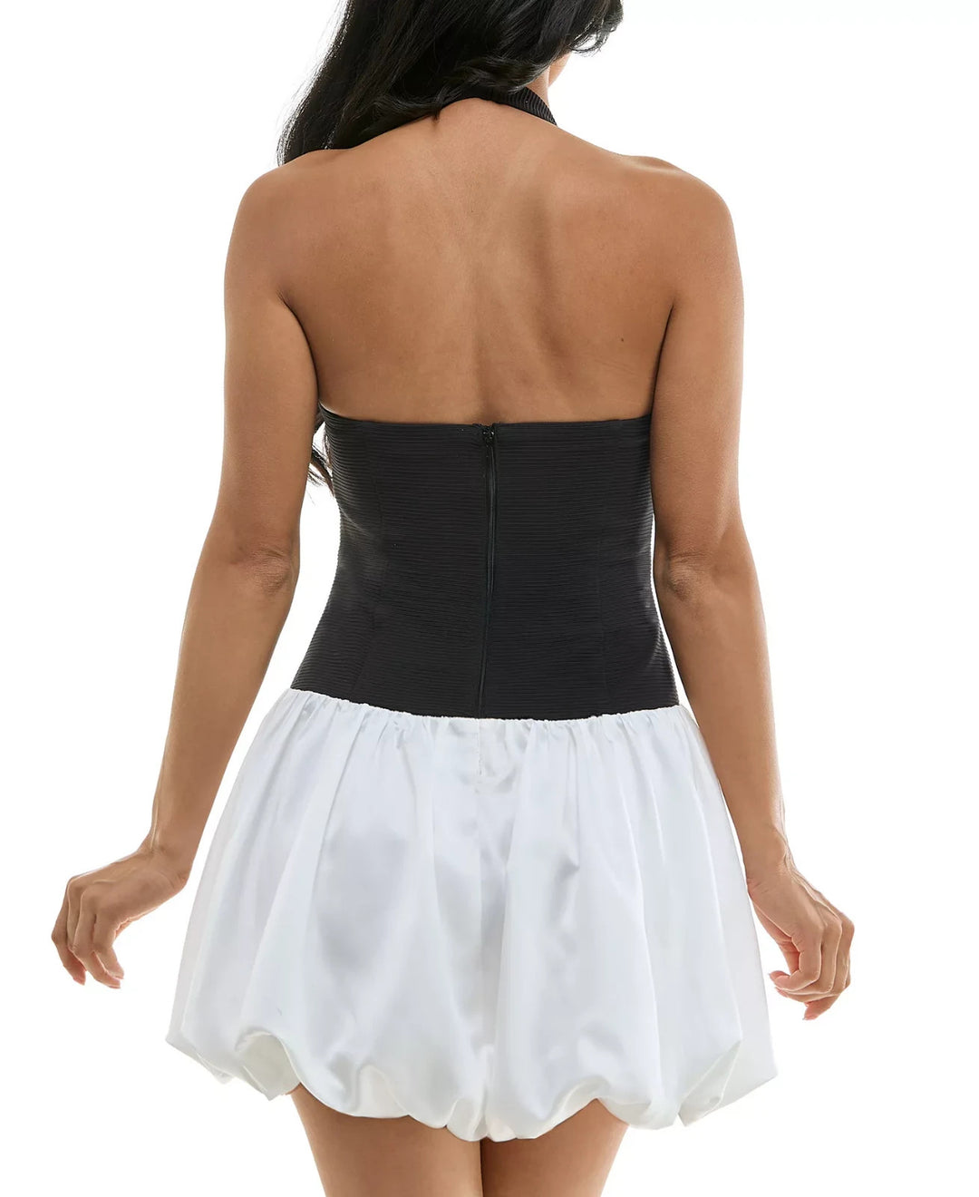 City Studios Juniors' Halter-Neck Bubble-Hem Mini Dress MSRP $69