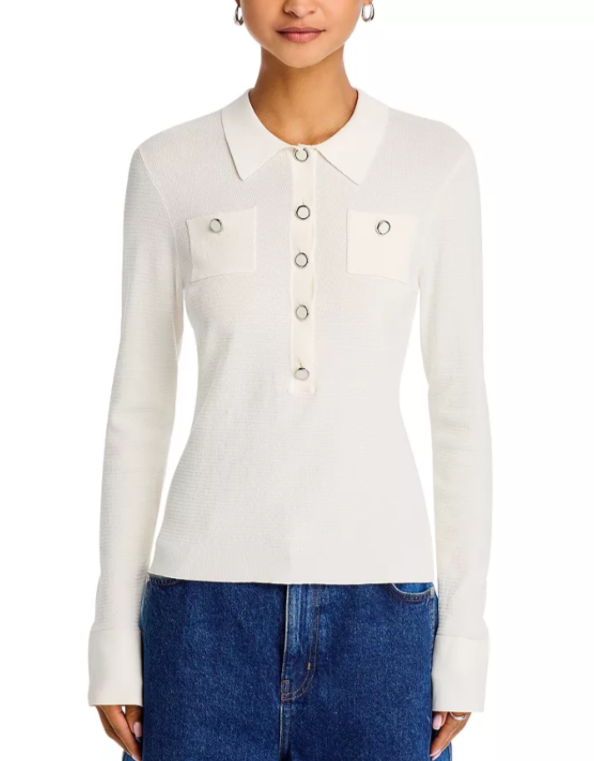 Derek Lam 10 Crosby Pansy Henley Top MSRP $295
