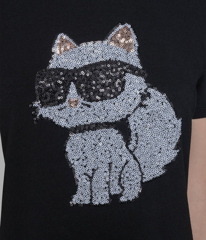 KARL LAGERFELD PARIS Women's Embellished Choupette Graphic T-Shirt MSRP $59 N