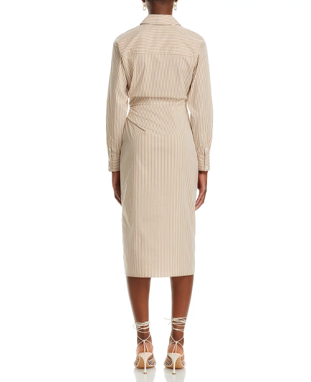 Veronica Beard Wright Striped Twist Waist Shirt Dress MSRP $498