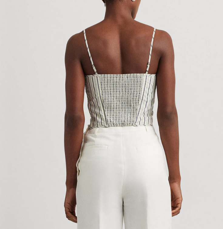 Lauren Ralph Lauren Striped Cropped Blouse MSRP $99