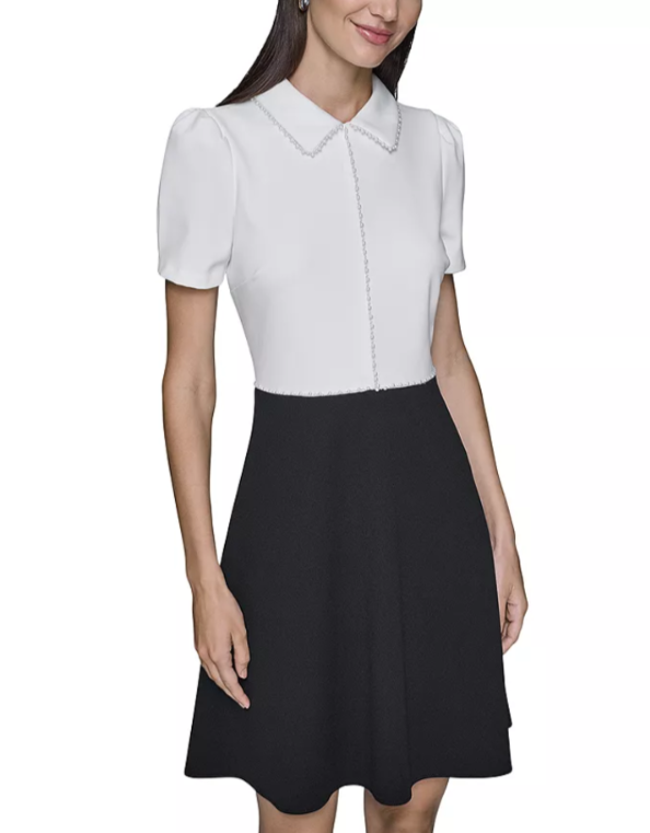 KARL LAGERFELD PARIS Scuba Crepe Fit & Flare Dress MSRP $159