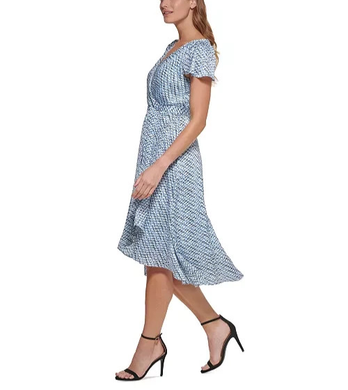 DKNY Printed Faux-Wrap Dress MSRP $129