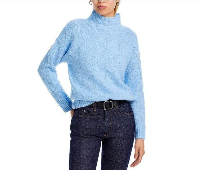 C by Bloomingdale's Cashmere Mock Neck Cable Cashmere Sweater MSRP $198