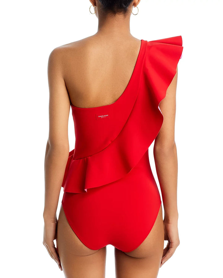 Chiara Boni La Petite Robe Atlante Ruffle Asymmetric One-Piece Swimsuit $395