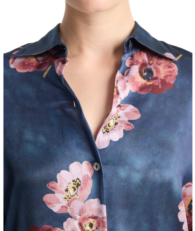 Vince Silk Painted Poppy Blouse MSRP $445