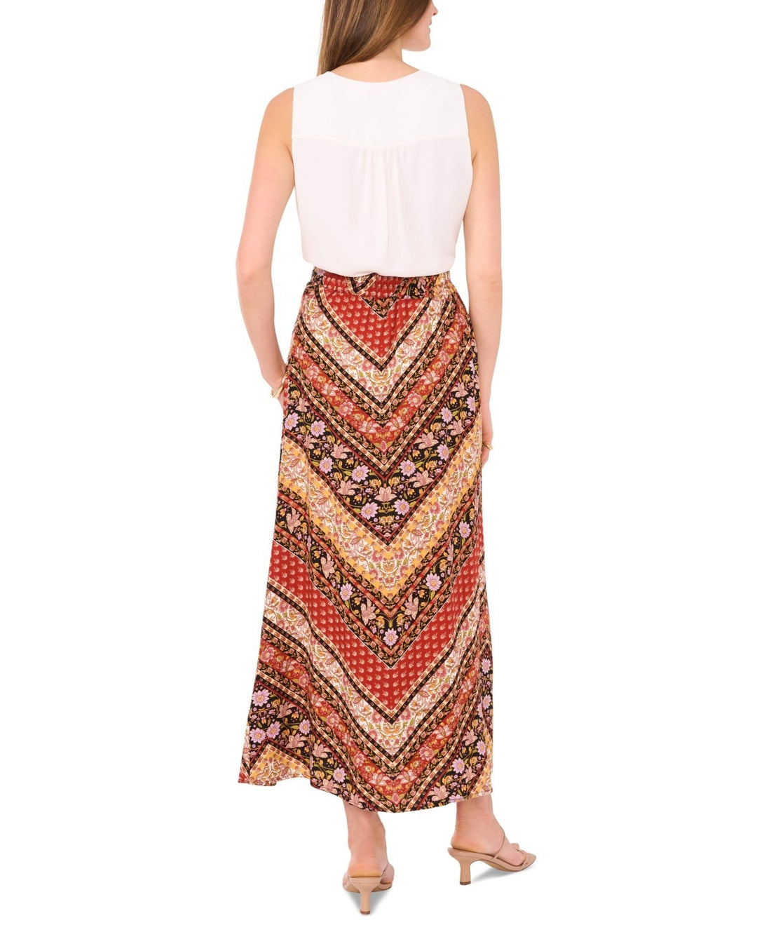 Vince Camuto Chevron-Print Pull-On A-Line Maxi Skirt  MSRP $69
