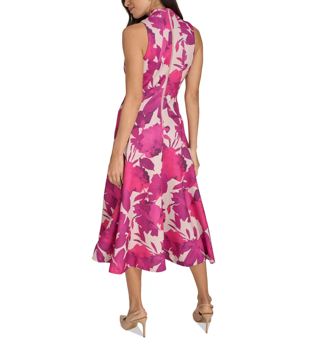 Calvin Klein Women's Split-Neck Sleeveless Fit & Flare Dress MSRP $139