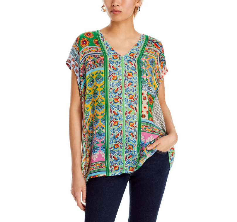 Johnny Was Diskana Alexandra Printed Blouse MSRP $198