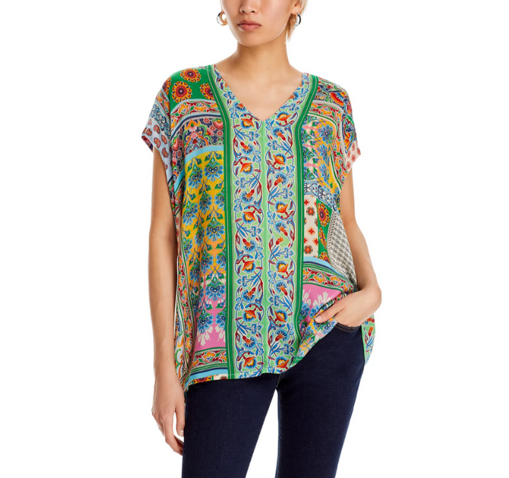 Johnny Was Diskana Alexandra Printed Blouse MSRP $198