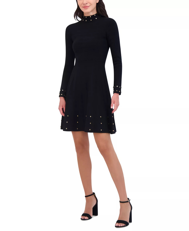 Vince Camuto Women's Embellished Mock Neck Dress MSRP $138