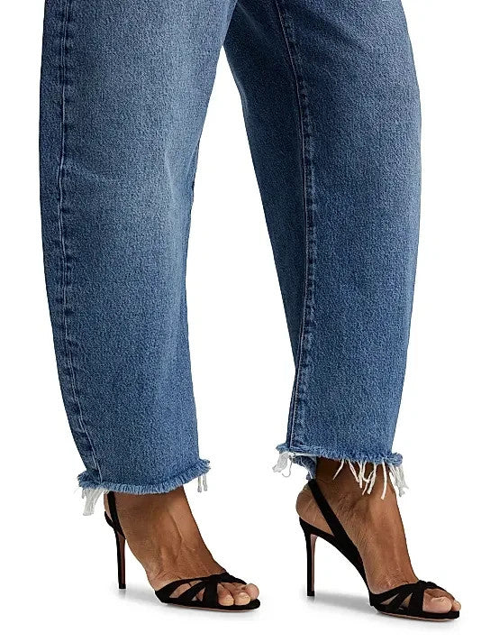 FRAME The Bubble High-Rise Barrel Crop Jeans MSRP $298