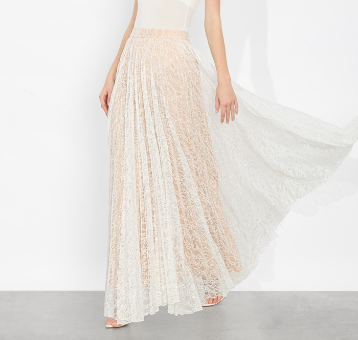 Alice and Olivia Katz Pleated Maxi Skirt MSRP $595