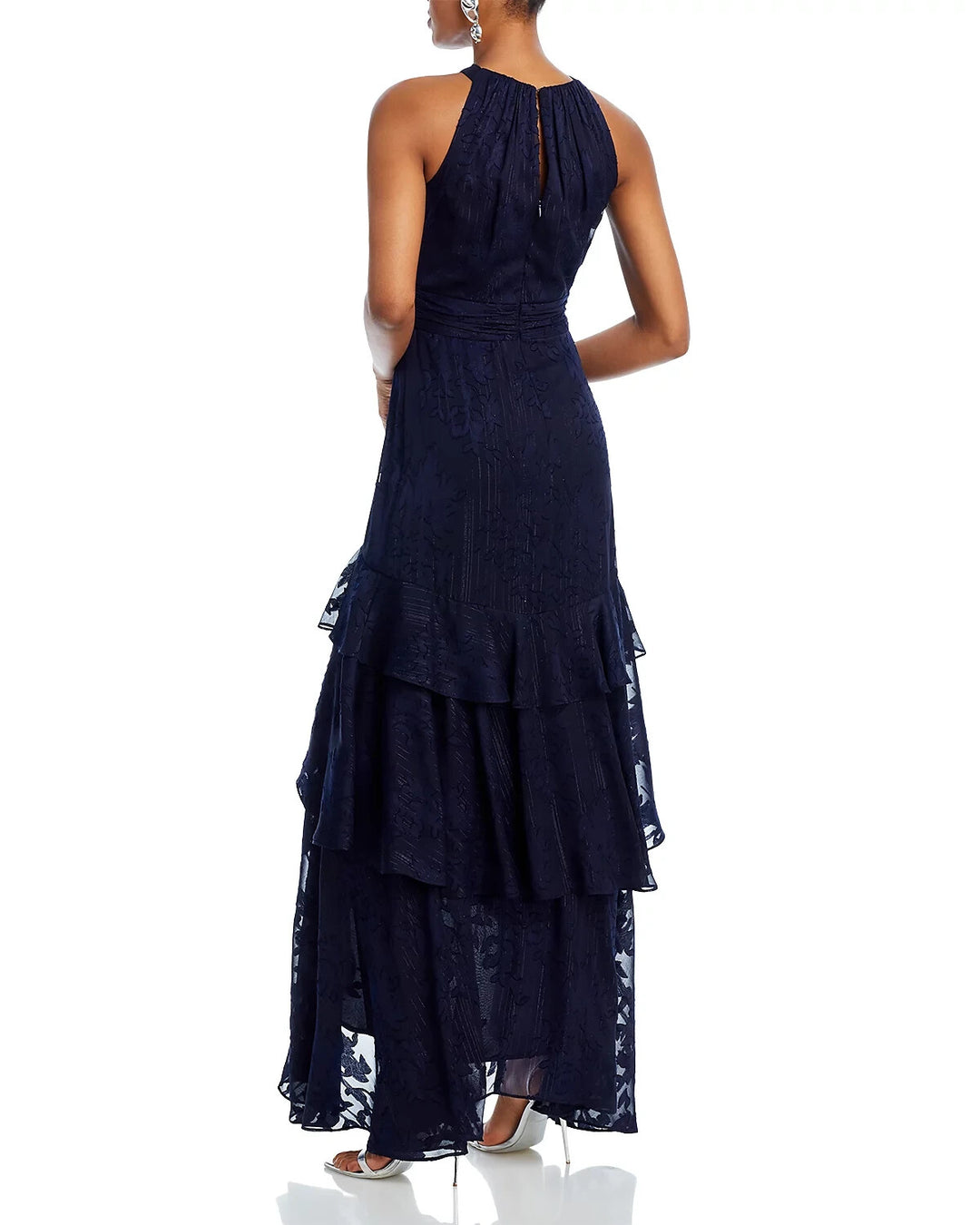 AQUA Chiffon Layered Ruffle Gown MSRP $288