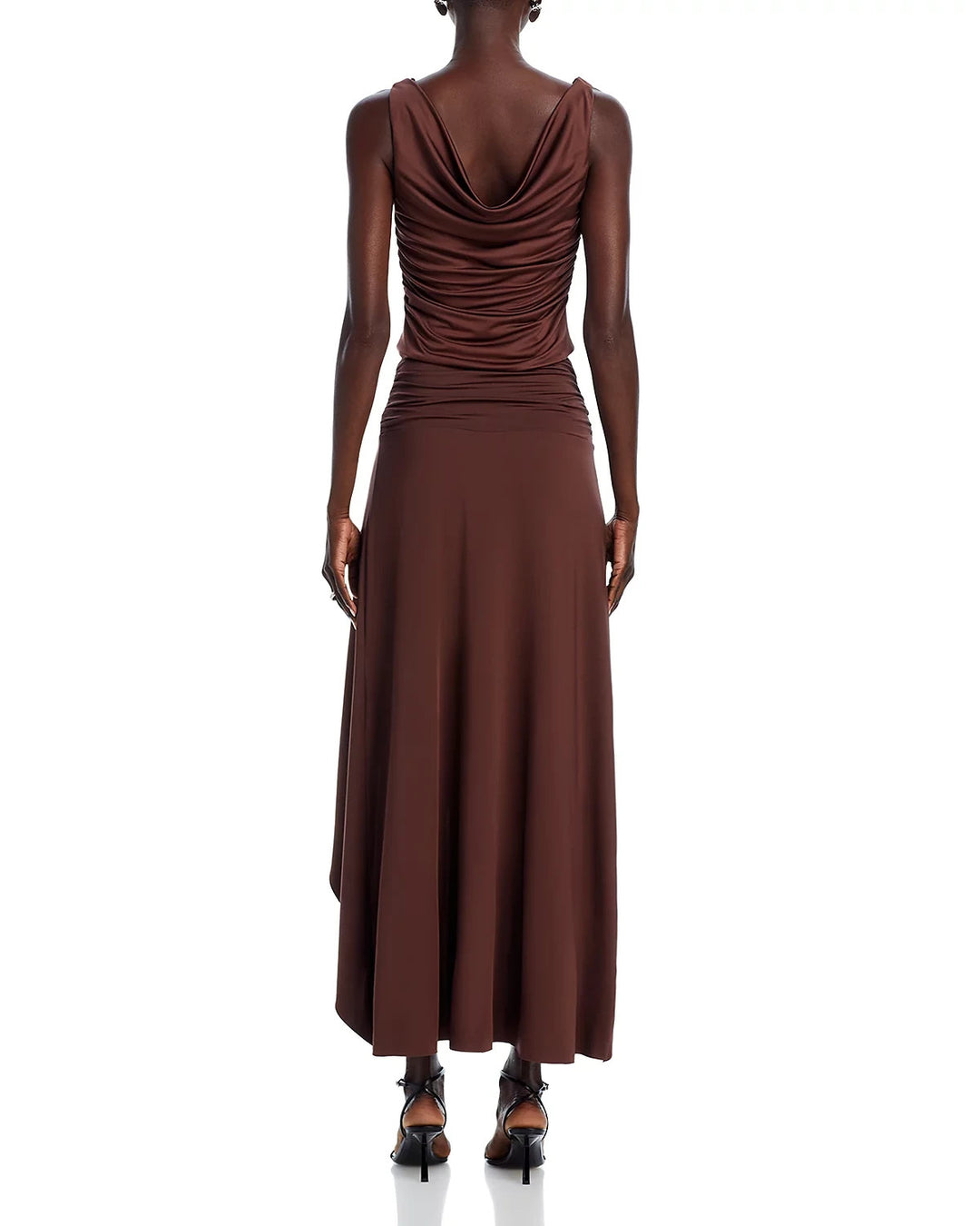 NIA Eucalyptus Ruched High Low Slim Fit Stretch Skirt MSRP $58