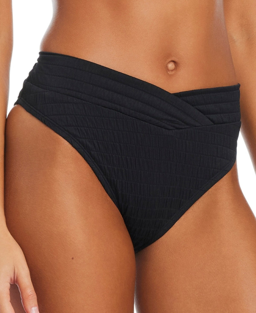 Bar III Women's Pucker Up V-Waist High-Leg Bikini Bottoms MSRP $34