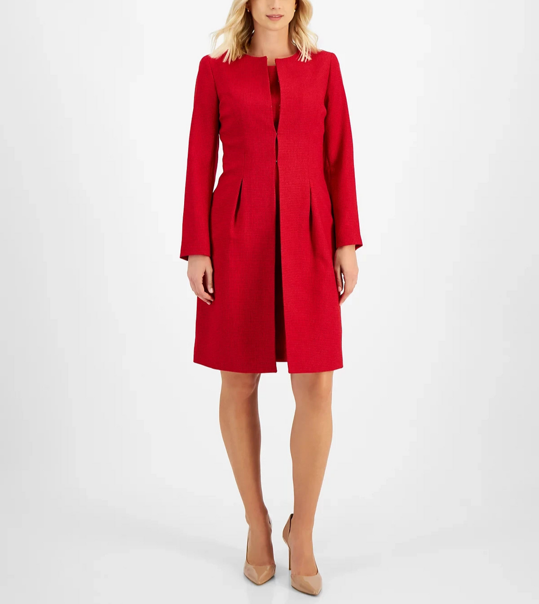 Le Suit Long Collarless Jacket Dress Suit MSRP $300