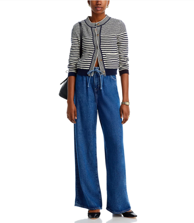 FRAME Super Drape High Rise Drawstring Wide Leg Jeans MSRP $298